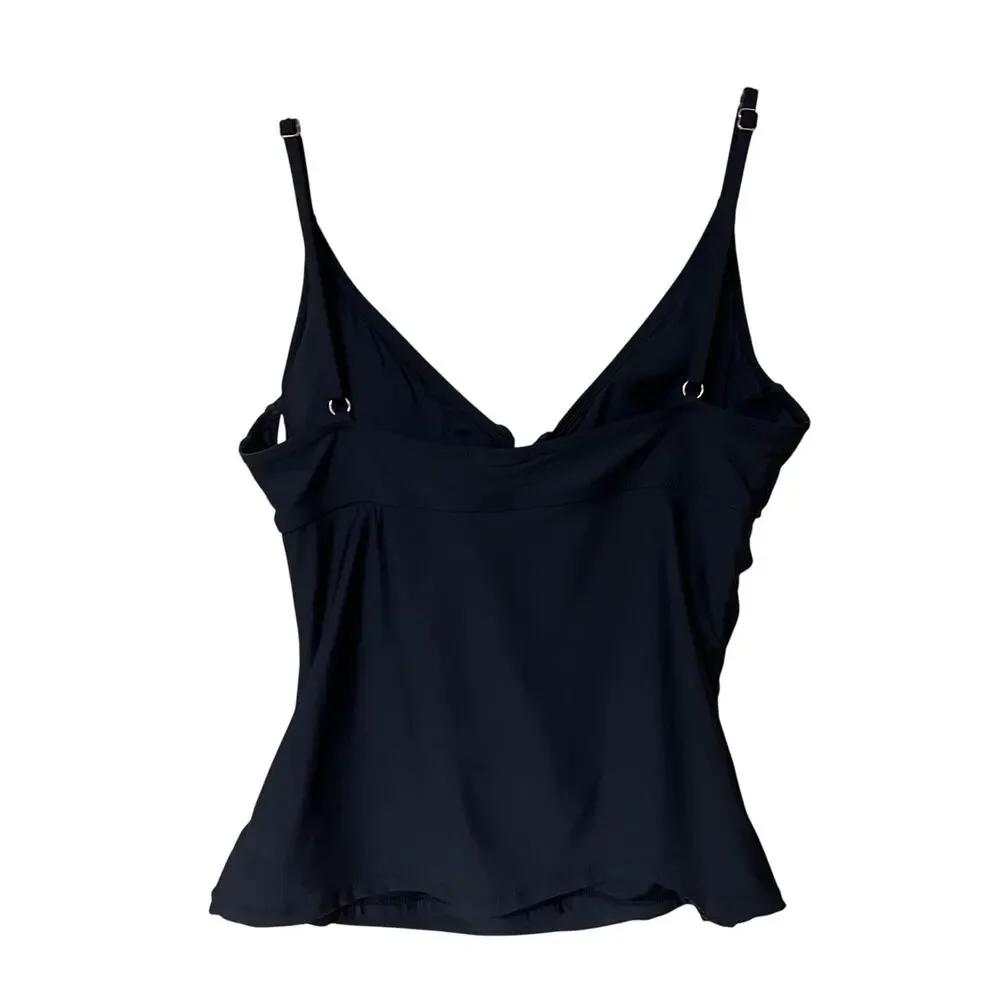 Anne Cole Swimsuit Tankini Top Womens Large Swim Underwire Plunge Ruching Black - Picture 5 of 8